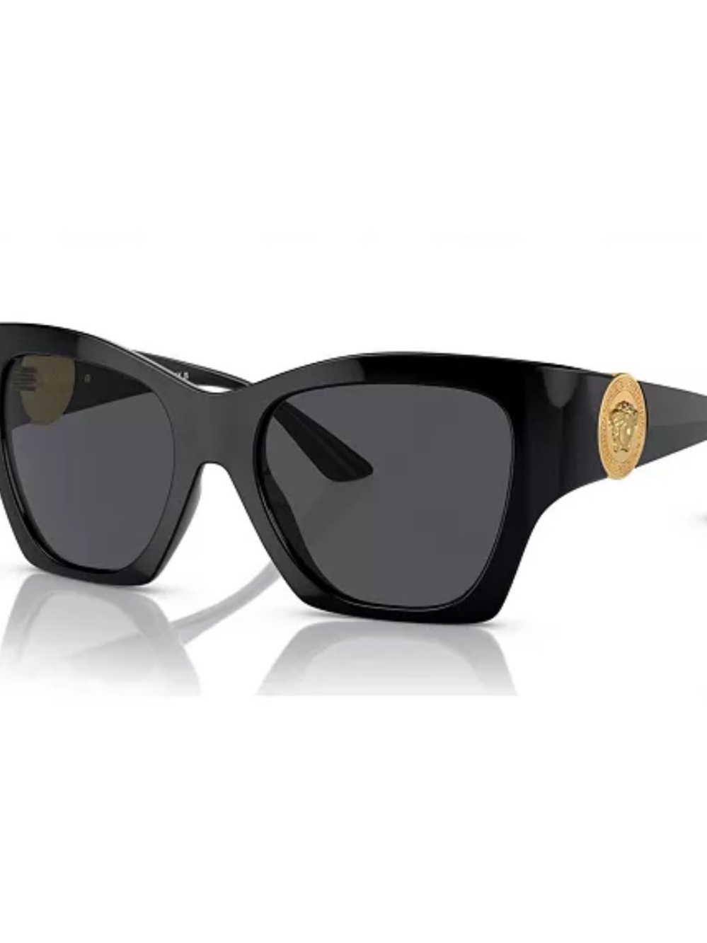 Versace Black Cat-Eye Sunglasses with Gold Medallion Accent